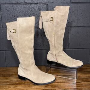 Maurices Women’s 10 Tan Suede Knee High Boots Tassel Side Zip